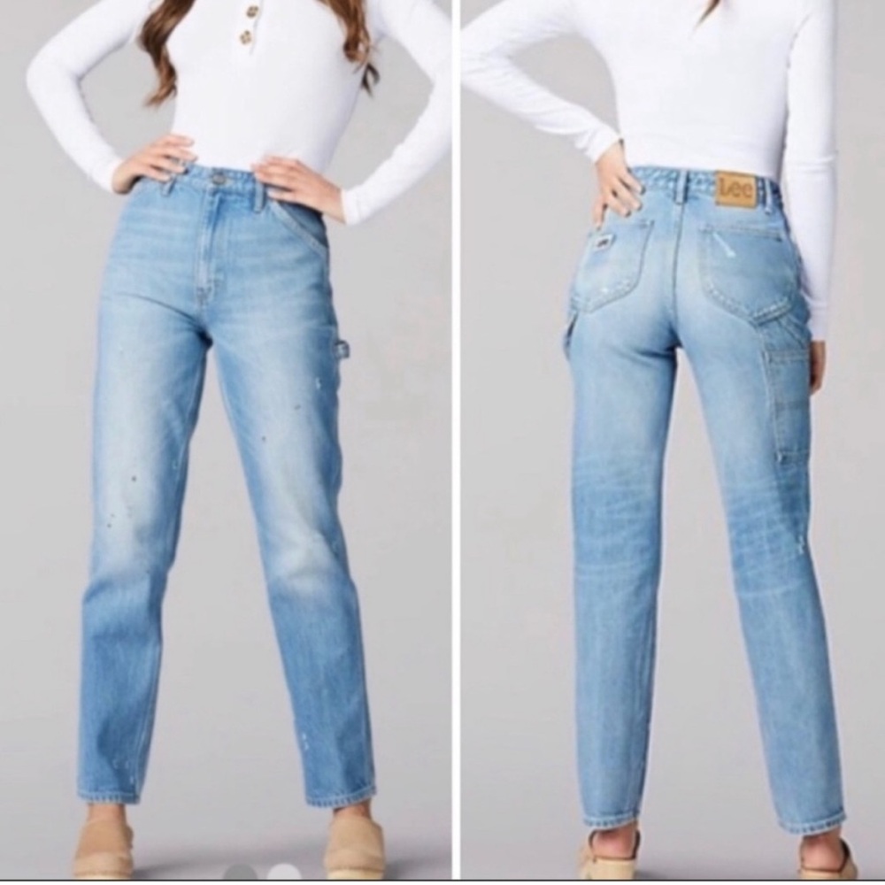 Lee Vintage Modern High Rise Dungaree Ankle Painters Jeans Carpenter - Picture 1 of 11